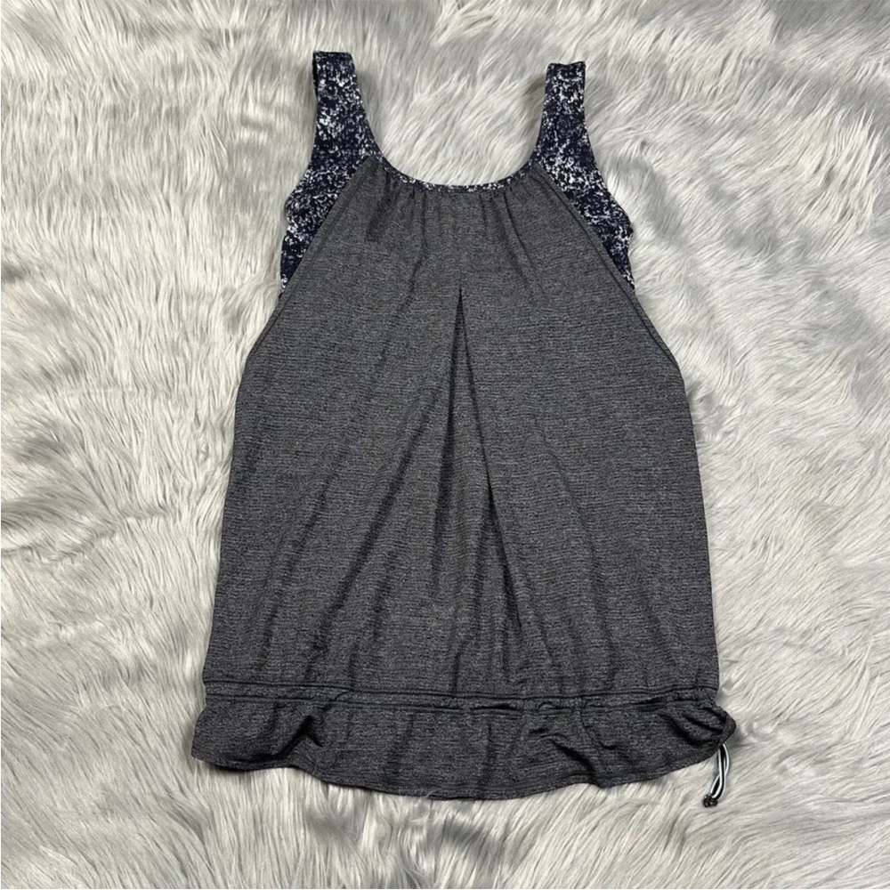 Lululemon Rest Less Tank Top Heathered Black Curious Jungle Size 4